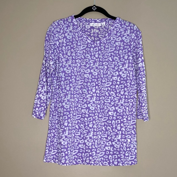 Denim&Co Tops - Purple & White 3/4 sleeve top
